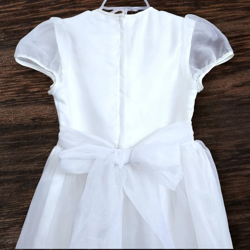 Jessica McClintock White Sweetheart Neckline Bows & Flowers Tulle Maxi Dress 7